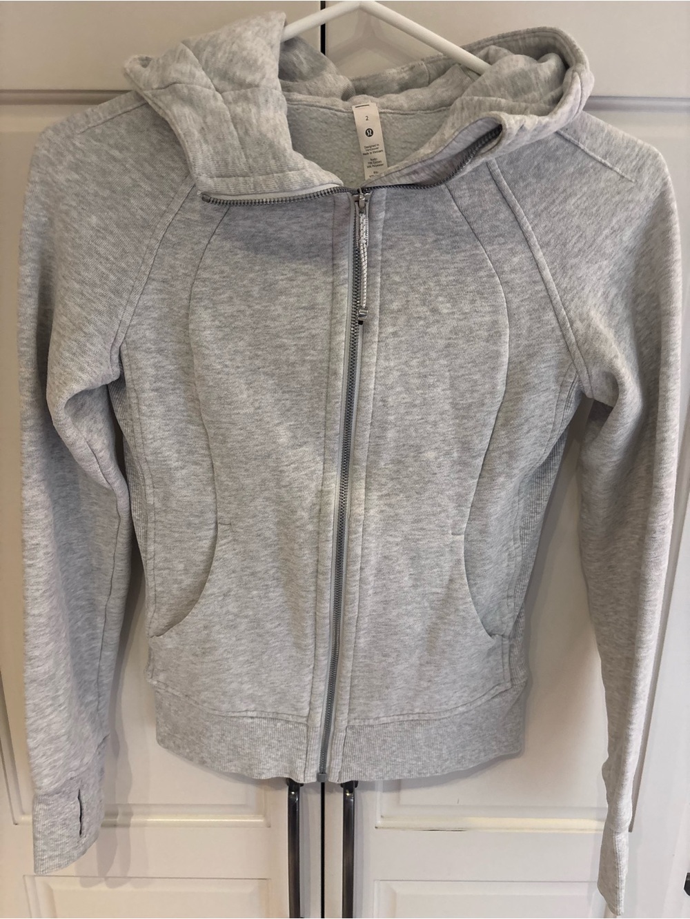 Lululemon Women’s Size 2 Heather Grey Full Zip Hoodie Jacket Logo